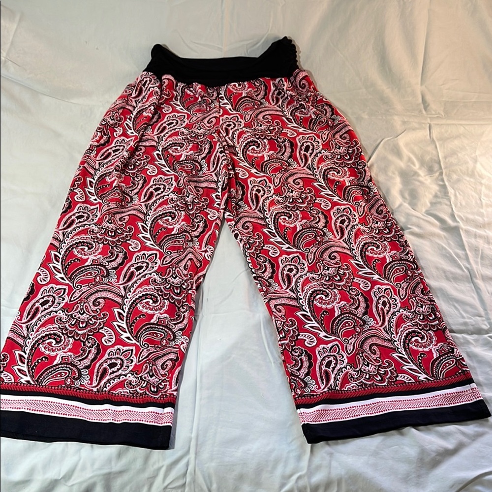 Apt. 9 Black and Red Paisley Pants Size XL